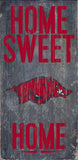 Arkansas Razorbacks Wood Sign - Home Sweet Home 6"x12"
