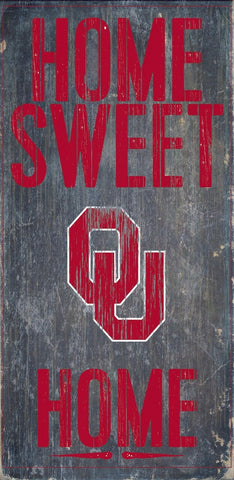 Oklahoma Sooners Wood Sign - Home Sweet Home 6"x12" - Team Fan Cave