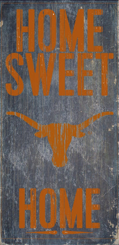 Texas Longhorns Wood Sign - Home Sweet Home 6"x12" - Team Fan Cave
