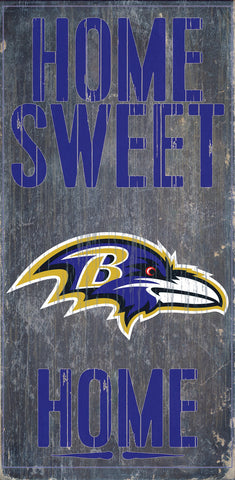 Baltimore Ravens Wood Sign - Home Sweet Home 6"x12" - Team Fan Cave