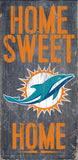 Miami Dolphins Wood Sign - Home Sweet Home 6"x12" - Team Fan Cave