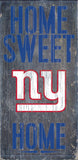 New York Giants Wood Sign - Home Sweet Home 6"x12" - Team Fan Cave