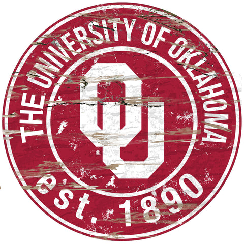 Oklahoma Sooners Wood Sign - 24" Round - Special Order-0