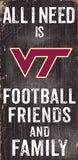 Virginia Tech Hokies Sign Wood 6x12 Football Friends and Family Design Black - Team Fan Cave