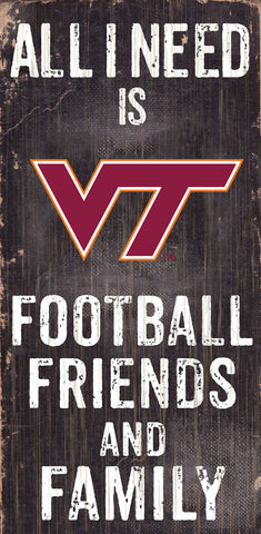 Virginia Tech Hokies Sign Wood 6x12 Football Friends and Family Design Black - Team Fan Cave