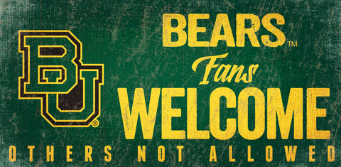 Baylor Bears Wood Sign Fans Welcome 12x6 - Special Order - Team Fan Cave