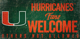Miami Hurricanes Wood Sign Fans Welcome 12x6 - Team Fan Cave