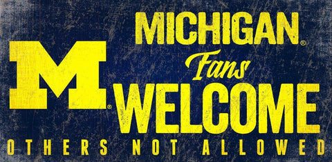 Michigan Wolverines Wood Sign Fans Welcome 12x6 - Team Fan Cave