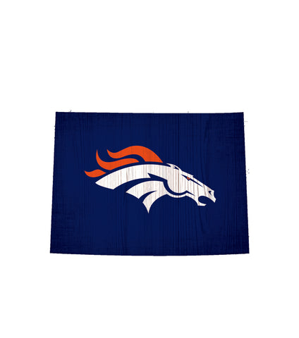 Denver Broncos Sign Wood Logo State Design - Special Order - Team Fan Cave