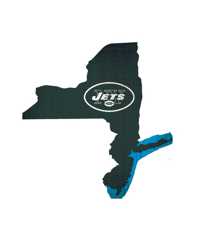 New York Jets Sign Wood Logo State Design - Special Order - Team Fan Cave