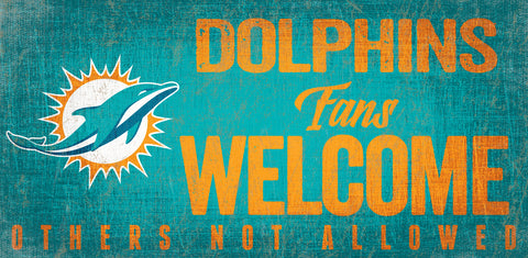 Miami Dolphins Wood Sign Fans Welcome 12x6 - Team Fan Cave