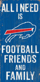 Buffalo Bills Sign Wood 6x12 Football Friends and Family Design Color - Special Order