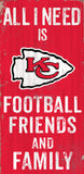 Kansas City Chiefs Sign Wood 6x12 Football Friends and Family Design Color