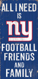 New York Giants Sign Wood 6x12 Football Friends and Family Design Color - Special Order - Team Fan Cave