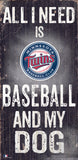 Minnesota Twins Sign Wood 6x12 Baseball and Dog Design - Team Fan Cave