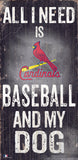 St. Louis Cardinals Sign Wood 6x12 Baseball and Dog Design - Team Fan Cave