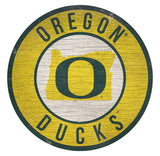 Oregon Ducks Sign Wood 12 Inch Round State Design - Special Order - Team Fan Cave
