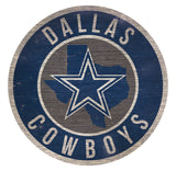 Dallas Cowboys Sign Wood 12 Inch Round State Design-0