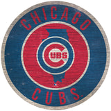 Chicago Cubs  Sign Wood 12 Inch Round State Design - Team Fan Cave