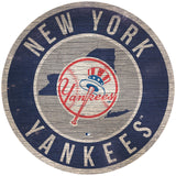 New York Yankees Sign Wood 12 Inch Round State Design - Team Fan Cave