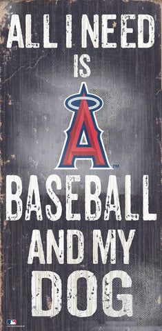 Los Angeles Angels Sign Wood 6x12 Baseball and Dog Design Special Order-0