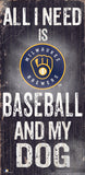 Milwaukee Brewers Sign Wood 6x12 Baseball and Dog Design - Team Fan Cave