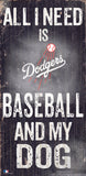Los Angeles Dodgers Sign Wood 6x12 Baseball and Dog Design - Team Fan Cave