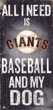 San Francisco Giants Sign Wood 6x12 Baseball and Dog Design - Team Fan Cave