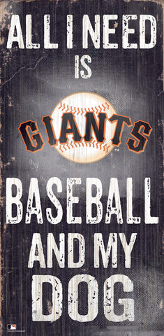 San Francisco Giants Sign Wood 6x12 Baseball and Dog Design - Team Fan Cave