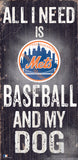 New York Mets Sign Wood 6x12 Baseball and Dog Design - Team Fan Cave