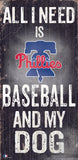 Philadelphia Phillies Sign Wood 6x12 Baseball and Dog Design - Team Fan Cave