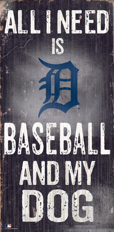 Detroit Tigers Sign Wood 6x12 Baseball and Dog Design - Team Fan Cave
