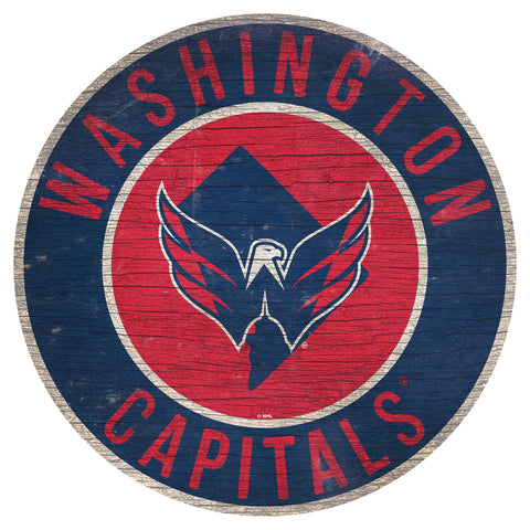 Washington Capitals Sign Wood 12 Inch Round State Design - Team Fan Cave