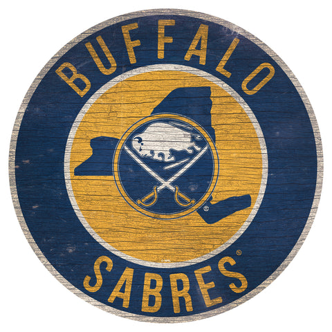 Buffalo Sabres Sign Wood 12 Inch Round State Design - Team Fan Cave