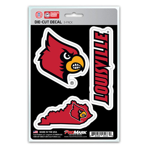 Louisville Cardinals Decal Die Cut Team 3 Pack - Team Fan Cave