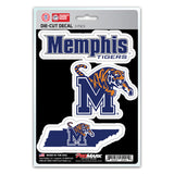 Memphis Tigers Decal Die Cut Team 3 Pack - Team Fan Cave