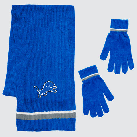 Detroit Lions Scarf and Glove Gift Set Chenille - Team Fan Cave