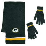 Green Bay Packers Scarf and Glove Gift Set Chenille - Team Fan Cave