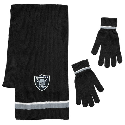 Oakland Raiders Scarf and Glove Gift Set Chenille - Team Fan Cave