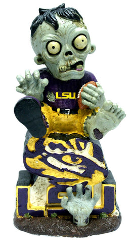LSU Tigers Zombie On Logo with Football Figurine - Team Fan Cave