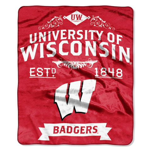 Wisconsin Badgers Blanket 50x60 Raschel Label Design - Team Fan Cave