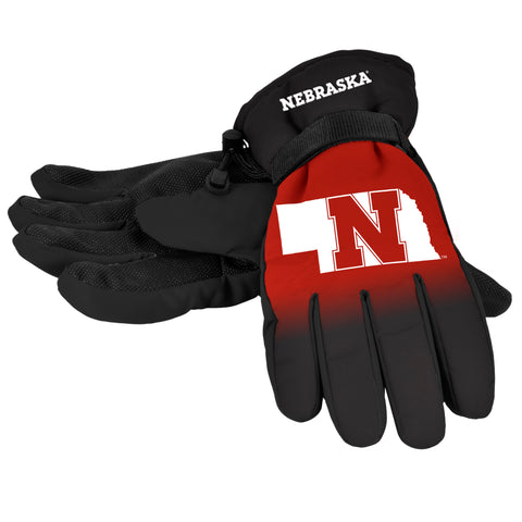 Nebraska Cornhuskers Gloves Insulated Gradient Big Logo Size Small/Medium - Team Fan Cave