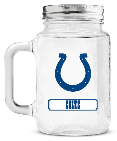 Indianapolis Colts Mason Jar Glass With Lid - Team Fan Cave