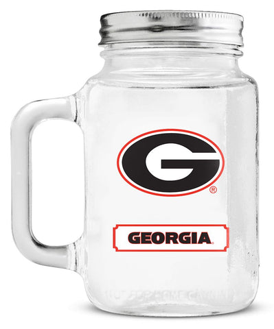 Georgia Bulldogs Mason Jar Glass With Lid - Team Fan Cave