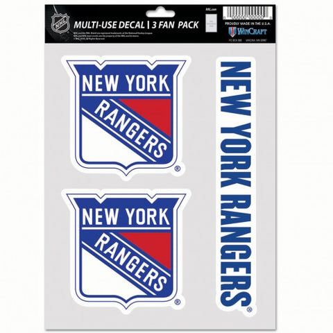New York Rangers Decal Multi Use Fan 3 Pack - Team Fan Cave