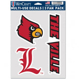 Louisville Cardinals Decal Multi Use Fan 3 Pack Special Order-0