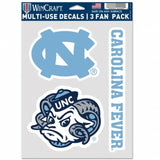 North Carolina Tar Heels Decal Multi Use Fan 3 Pack Special Order
