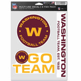 Washington Football Team Decal Multi Use Fan 3 Pack