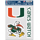 Miami Hurricanes Decal Multi Use Fan 3 Pack Special Order-0