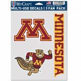 Minnesota Golden Gophers Decal Multi Use Fan 3 Pack Special Order